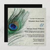 Invitations Vintages de Peacock Mariage damassé (Devant / Derrière)