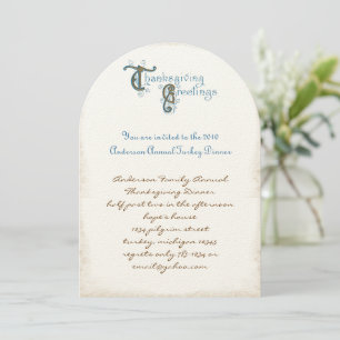 Invitations vintages de récolte d'actions de grâce