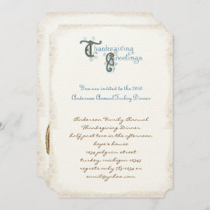 Invitations vintages de récolte d'actions de grâce