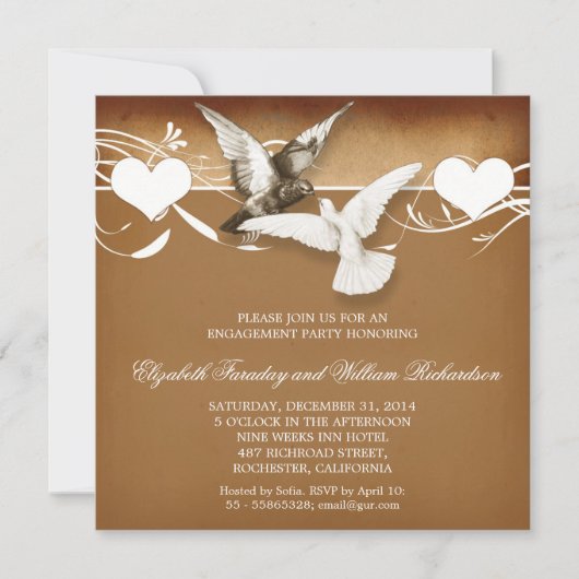 Invitations vintages des inséparables (Devant)