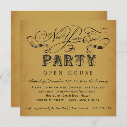 Invitations Vintages du Nouvel An (Devant / Derrière)