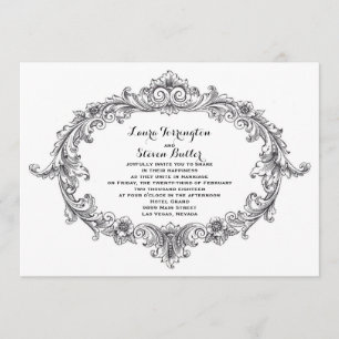 Invitations Vintages en noir et blanc
