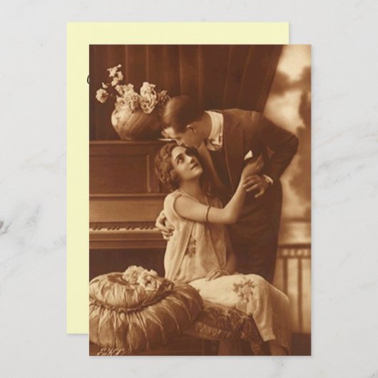 Invitations Vintages Fiançailles de deux ans (Devant / Derrière)