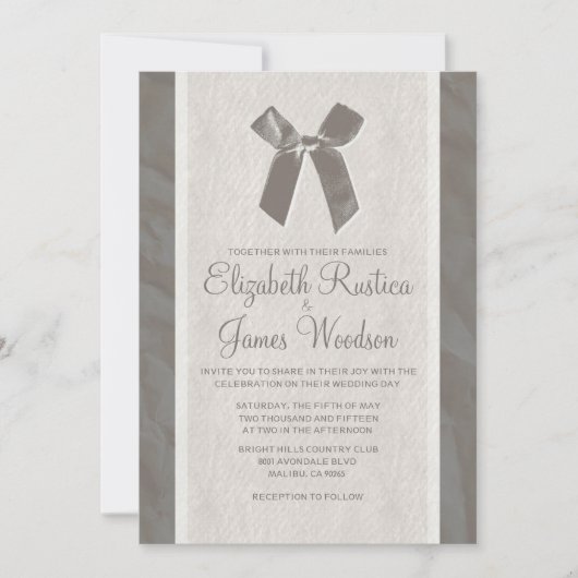 Invitations vintages grises de mariage d'arc et de (Devant)