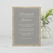 Invitations vintages grises de mariage de toile de (Debout devant)