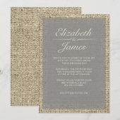 Invitations vintages grises de mariage de toile de (Devant / Derrière)