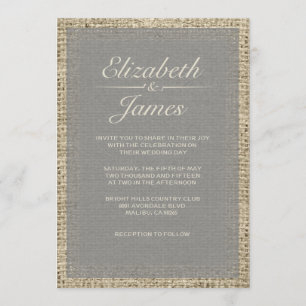 Invitations vintages grises de mariage de toile de