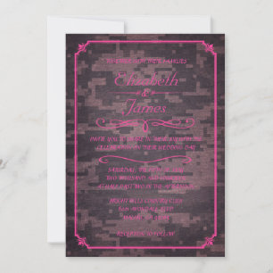 Invitations vintages militaires roses de mariage
