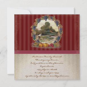 Invitations vintages pour le dîner d'action de grâ