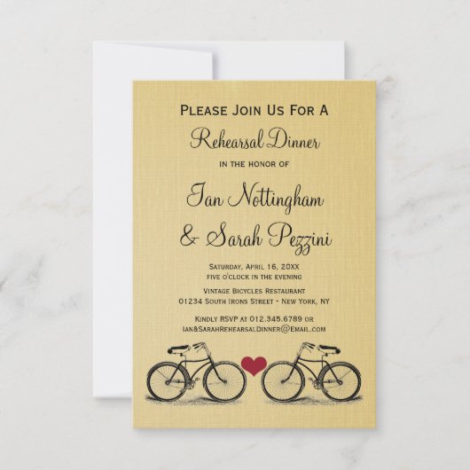 Invitations Vintages pour le dîner de répétition à (Devant)