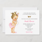 Invitations vintages Princesse Blonde rose Bébé (Devant)