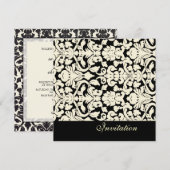 Invitations Vintages + Romantic Mariage damassé (Devant / Derrière)