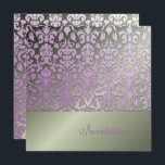 Invitations Vintages  Romantic Mariage damassé<br><div class="desc">Damas lilas défraîchi/vintage sur arrière - plan faux tungstène.  Copyright © 2010 PixDezines.com et PixDezines sur zazzle.</div>