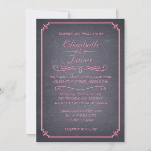 Invitations vintages roses de mariage de tableau (Devant)