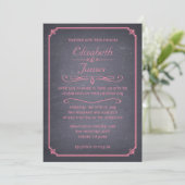 Invitations vintages roses de mariage de tableau (Debout devant)