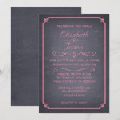 Invitations vintages roses de mariage de tableau (Devant / Derrière)