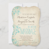 Invitations vintages rustiques de mariage de (Devant)