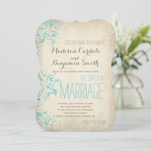 Invitations vintages rustiques de mariage de (Debout devant)