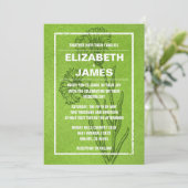 Invitations vintages rustiques de mariage de vert (Debout devant)