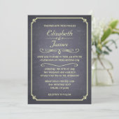 Invitations vintages simples de mariage de tableau (Debout devant)