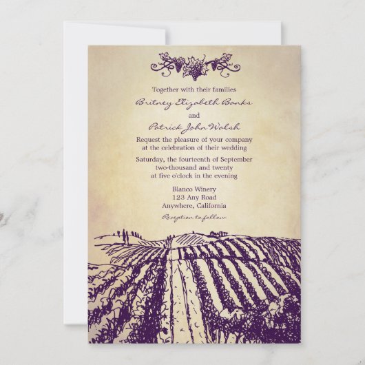Invitations vintages toscanes de mariage de (Devant)