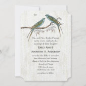 Invitations Vintages turquoises de mariage d'oisea (Devant)