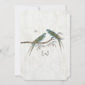 Invitations Vintages turquoises de mariage d'oisea (Dos)