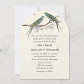 Invitations Vintages turquoises de mariage d'oisea (Devant)