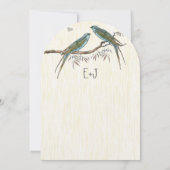 Invitations Vintages turquoises de mariage d'oisea (Dos)