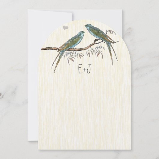 Invitations Vintages turquoises de mariage d'oisea (Dos)