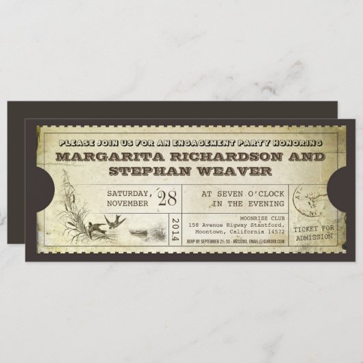 invitations vintages uniques (Devant / Derrière)