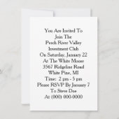 Invitations vintages uniques de club (Dos)