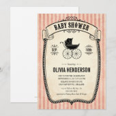 Invitations vintages victoriennes de baby shower (Devant / Derrière)