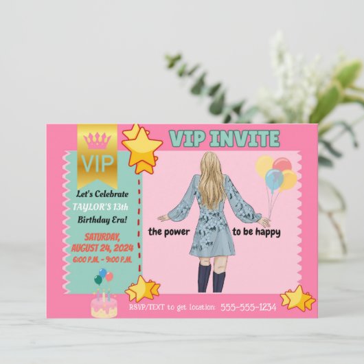 INVITATIONS VIP POUR (TWEEN) FILLES ANNIVERSAIRE (Debout devant)