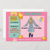 INVITATIONS VIP POUR (TWEEN) FILLES ANNIVERSAIRE (Devant / Derrière)