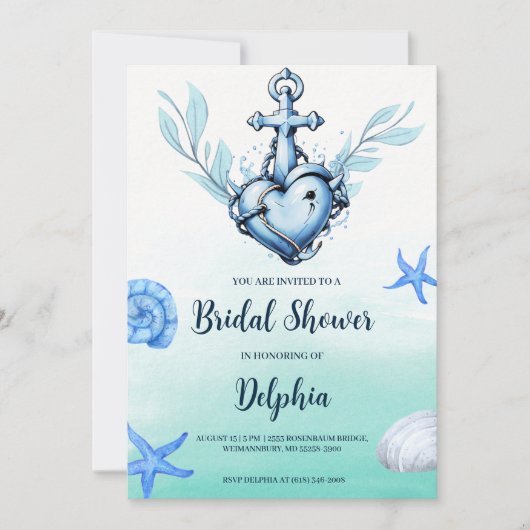 invitations wedding shower nautique ancre classiqu (Devant)