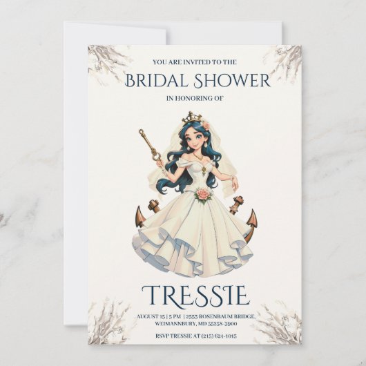 invitations wedding shower nautique ancre classiqu (Devant)