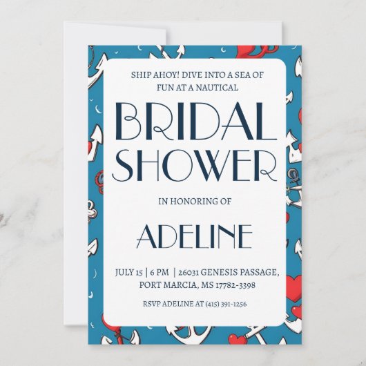 invitations wedding shower nautique ancre classiqu (Devant)