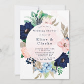 Invitations Wedding showers chic Navy Blush Rose F (Devant)
