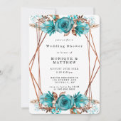 Invitations Wedding showers de cadres floraux d'or (Devant)
