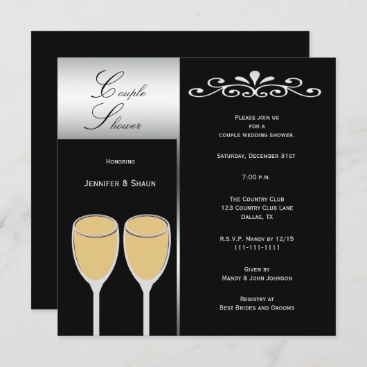 Invitations Wedding showers Élégantes de couples (Devant / Derrière)
