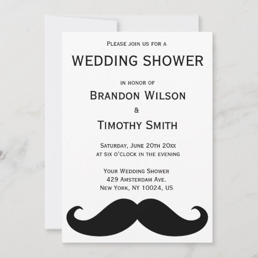 Invitations Wedding showers homosexuels blancs ave (Devant)