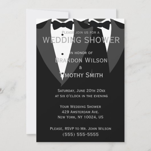 Invitations Wedding showers homosexuels noirs et b (Devant)