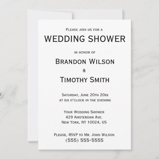 Invitations Wedding showers homosexuels noirs et b (Devant)
