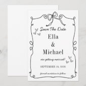 Invitations Whimsical de mariage avec la main tiré (Devant / Derrière)