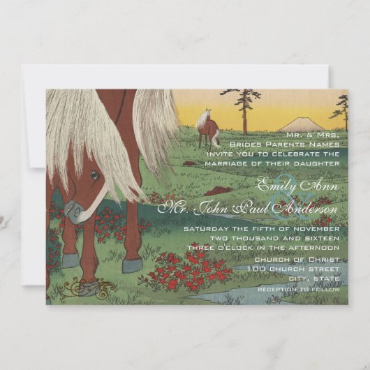Invitations Whimsical Horse Wedding (Devant)