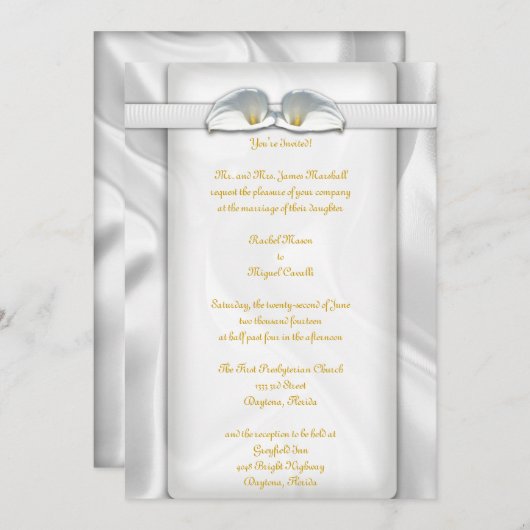 Invitations White Calla Lilly (Devant / Derrière)