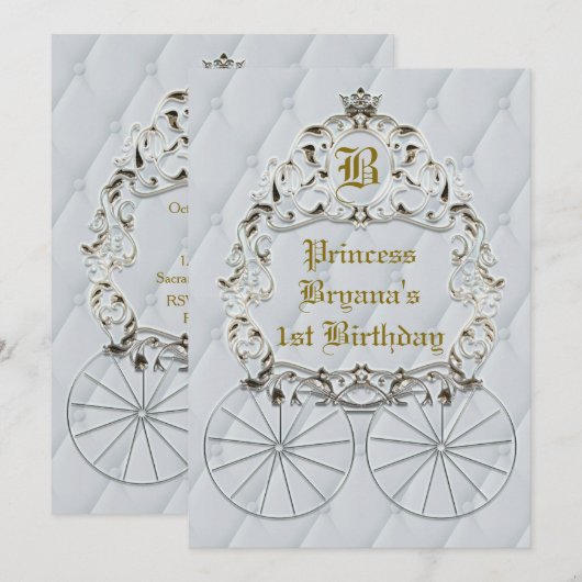 Invitations White Gold Royal Crown Carrières Party (Devant / Derrière)