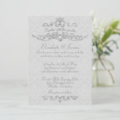 Invitations White Mariage damassé de luxe simples (Debout devant)