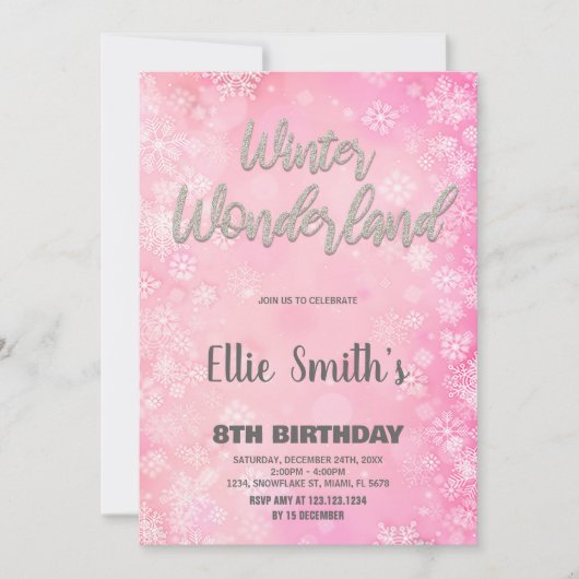 Invitations Winter Wonderland Parties scintillant (Devant)